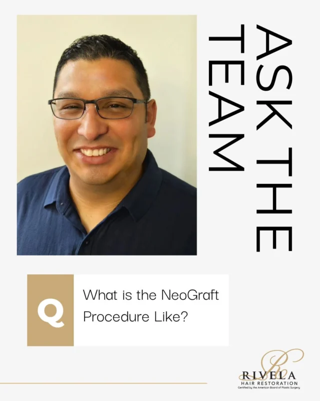 What is the NeoGraft procedure like? At Rivela Plastic Surgery, it’s a game-changer for hair restoration. This minimally invasive treatment uses advanced FUE technology to gently extract and transplant individual hair follicles — no scalpels, no stitches, and no visible scarring.

With local anesthetic and the option for Pro-Nox (a patient-controlled comfort system), the experience is designed to be as easy and comfortable as possible. Quick recovery, natural-looking results, and the freedom to wear your hair short? Yes, please.

Schedule a consultation to learn more about the Neograft procedure! Give us a call at 281-547-6331. 

#RivelaPlasticSurgery #TheWoodlands #TheWoodlandsPlasticSurgery #PlasticSurgeryHouston #BoardCertifiedPlasticSurgeon #TheWoodlandsTX #RivelaHairRestoration #HairRestoration #Neograft #AskTheTeam #FAQ